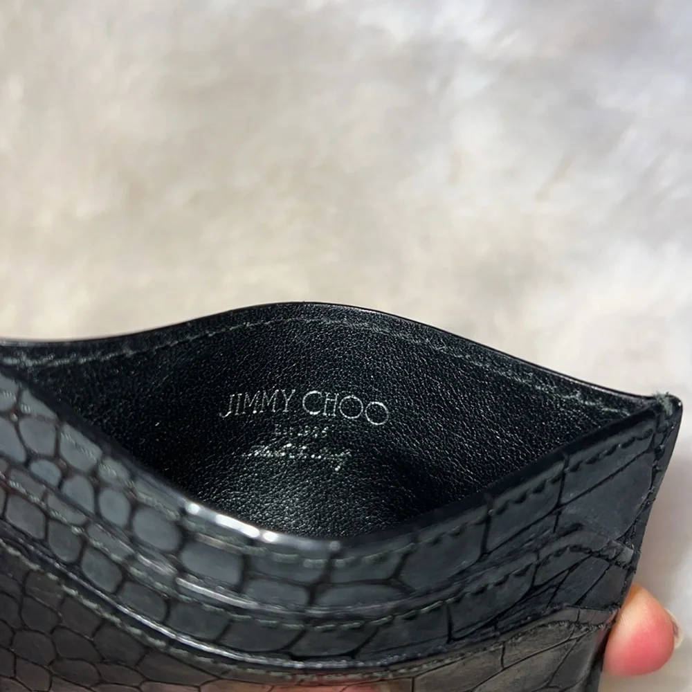 Jimmy Choo Leather Croc Embossed Card Holder